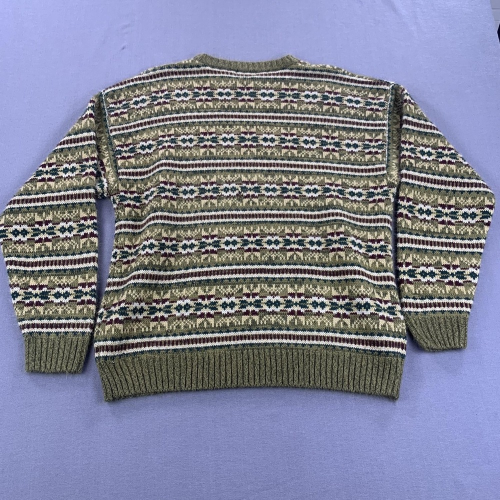 VINTAGE Puritan Sweaters Mens LG Lot of 2 Khaki Fair Isle Blue Stripe 90s Knit - Picture 6 of 16